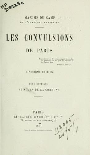 Tapa de Les convulsions de Paris