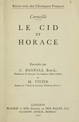 Tapa de Le Cid et Horace.