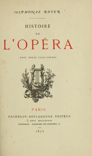 Tapa de Histoire de l'Opéra