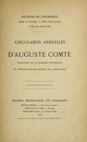 Tapa de Circulaires annuelles d'Auguste Comte