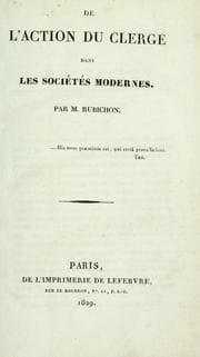 Tapa de De l'action du clergé dans les sociétés modernes
