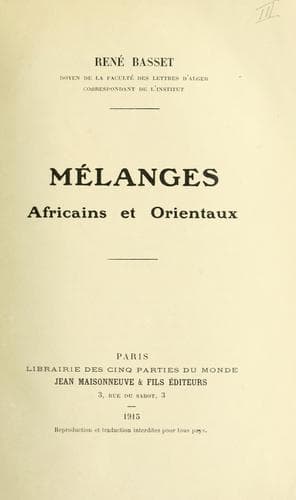 Tapa de Mélanges africains et orientaux
