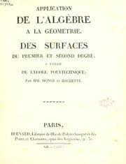 Tapa de Application de l'algèbre a la géométrie