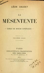 Tapa de La mésentente, roman de moeurs conjugales