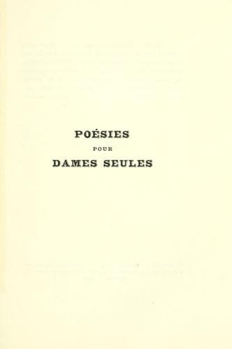Tapa de Poèsies pour dames seules