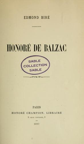 Tapa de Honoré de Balzac