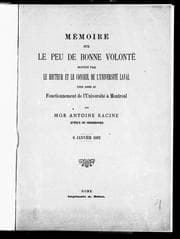 Tapa de Mémoire sur le peu de bonne volonté montré par le recteur et le Conseil de l'Université Laval pour aider au fonctionnement de l'Université à Montréal