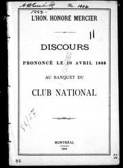 Tapa de Discours prononcé le 10 avril 1888 au banquet du Club national