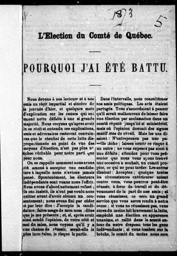 Tapa de L'élection du comté de Québec
