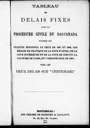 Tapa de Tableau de délais fixes dans la procédure civile du Bas-Canada