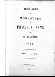 Tapa de Trois jours au Monastère du Précieux Sang de St. Hyacinthe