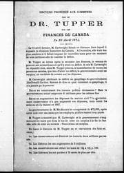 Tapa de Discours prononcé aux communes par le Dr. Tupper sur les finances du Canada
