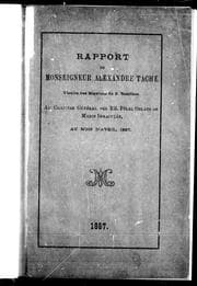 Tapa de Rapport de Monseigneur Alexandre Taché, vicaire des missions de S. Boniface