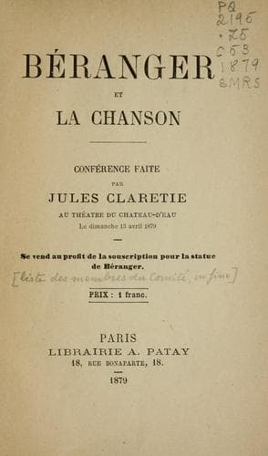 Tapa de Béranger et la chanson