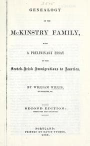 Tapa de Genealogy of the McKinstry family