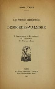 Tapa de Les amitiés littéraires de Desbordes-Valmore
