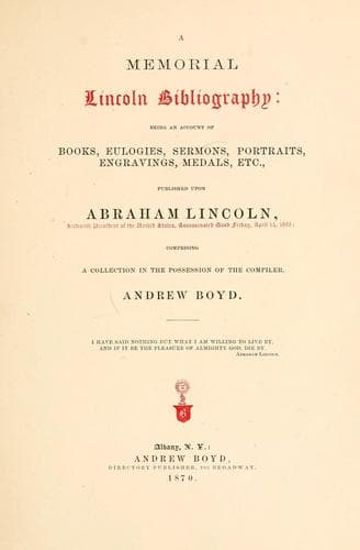 Tapa de A memorial Lincoln bibliography