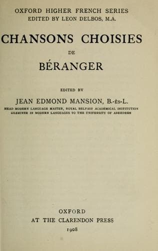 Tapa de Chansons choisies de Béranger