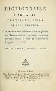 Tapa de Dictionnaire portatif des termes usités en architecture