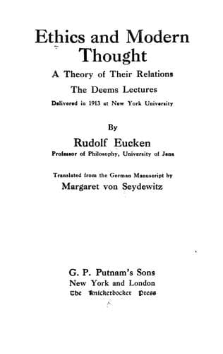 Tapa de Ethics and modern thought