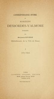 Tapa de Correspondence intime de Marceline Desbordes-Valmore