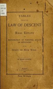 Tapa de Tables showing the law of descent of real estate and distribution of personal estate of intestates in the state of New York