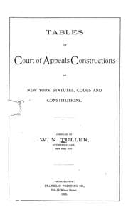 Tapa de Tables of Court of appeals constructions of New York statutes, codes and constitutions