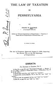 Tapa de The law of taxation in Pennsylvania