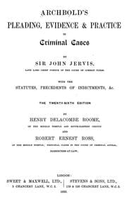 Tapa de Archbold's pleading, evidence, & practice in criminal cases