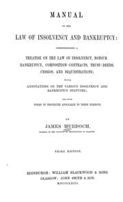 Tapa de Manual of the law of insolvency and bankruptcy