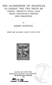Tapa de The Agamemnon of Aeschylus