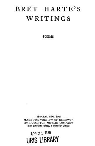 Tapa de Bret Harte's writings