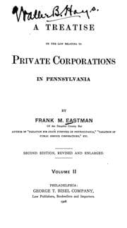 Tapa de A treatise on the law relating to private corporations in Pennsylvania