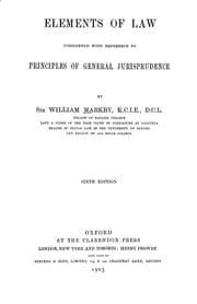 Tapa de Elements of law considered with reference to principles of general jurisprudence