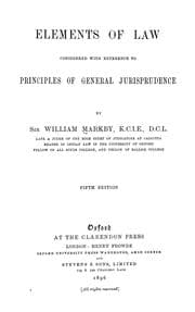 Tapa de Elements of law considered with reference to principles of general jurisprudence