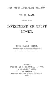 Tapa de The trust investment act, 1889
