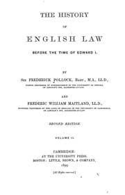 Tapa de The history of English law before the time of Edward I.
