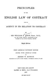 Tapa de Principles of the English law of contract and of agency in its relation to contract