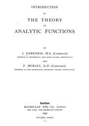 Tapa de Introduction to the theory of analytic functions