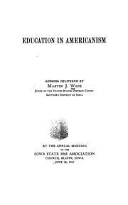 Tapa de Education in Americanism
