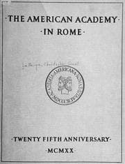 Tapa de The American academy in Rome, twenty fifth anniversary