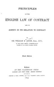 Tapa de Principles of the English law of contract and of agency in its relation to contract