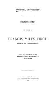 Tapa de Exercises in honor of Francis Miles Finch