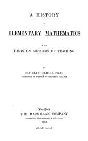 Tapa de A history of elementary mathematics with hints on methods of teaching