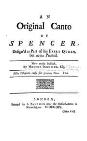 Tapa de An original canto of Spencer [sic] design'd as part of his Fairy queen, but never printed