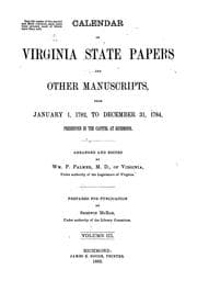 Tapa de Calendar of Virginia State papers and other manuscripts