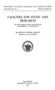 Tapa de Facilities for study and research in the offices of the United States government at Washington