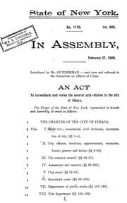 Tapa de An act to consolidate and revise the several acts relative to the City of Ithaca