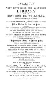 Tapa de Catalogue of the very extensive and valuable library of the late Rev. Dr. Wellesley
