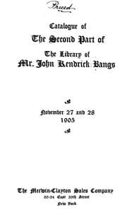 Tapa de Catalogue of the second part of the library of Mr. John Kendrick Bangs